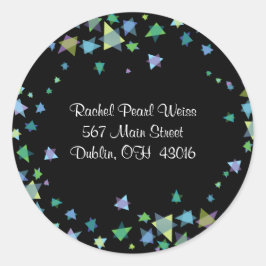 BEHANDELING VAN LIFE met STARS Return Address Stic Ronde Sticker