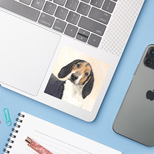 Behandeling van walker Coonhound-schilderijen - Oo Sticker (Laptop met iPhone)