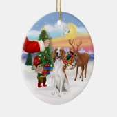 Behandeling voor een Amerikaanse Fox Hound Keramisch Ornament (Rechts)