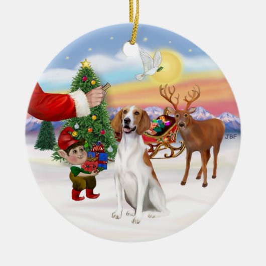 Behandeling voor een Amerikaanse Fox Hound Keramisch Ornament (Voorkant)