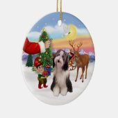 Behandeling voor een Bearded Collie (#4) Keramisch Ornament (Rechts)