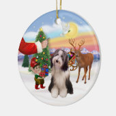 Behandeling voor een Bearded Collie (#4) Keramisch Ornament (Links)