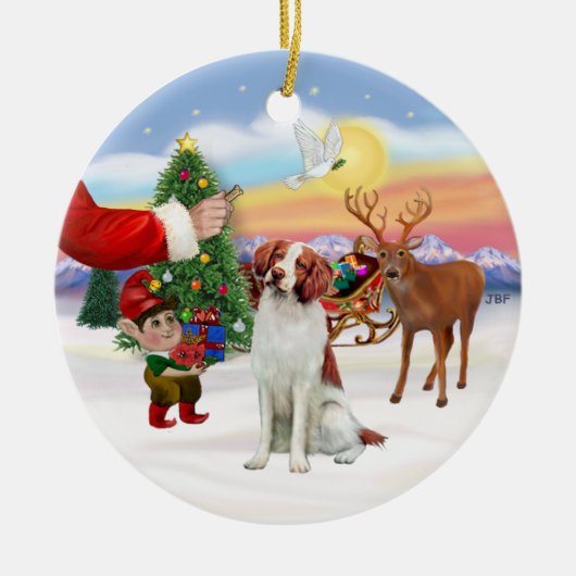 Behandeling voor een Brittany Spaniel Keramisch Ornament (Voorkant)