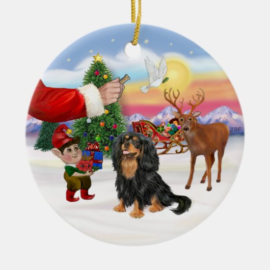 Behandeling voor een Cavalier (zwart / rood) Keramisch Ornament (Voorkant)