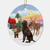 Behandeling voor een chocolade Labrador Keramisch Ornament (Links)