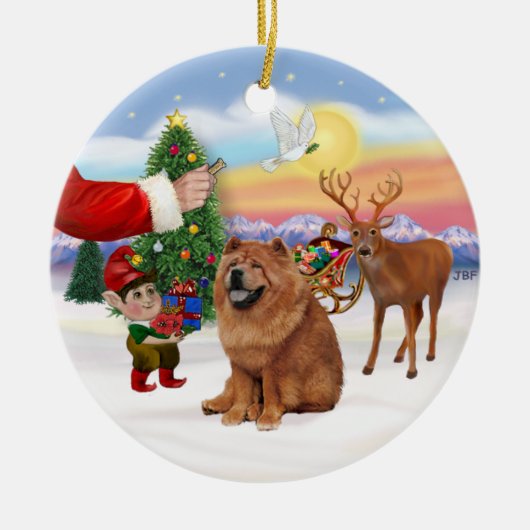 Behandeling voor een Chow Chow (rood) Keramisch Ornament (Voorkant)
