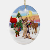 Behandeling voor een Duitse Herdershond Keramisch Ornament (Rechts)
