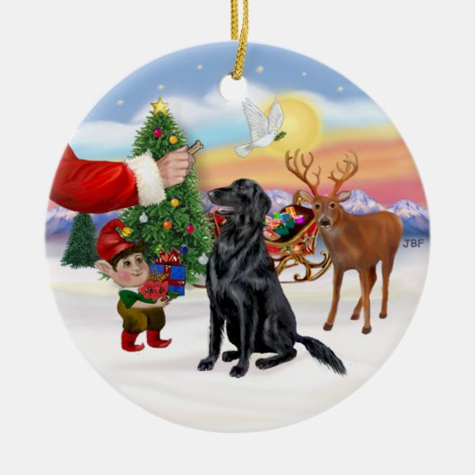 Behandeling voor een Flat Coated Retriever Keramisch Ornament (Voorkant)