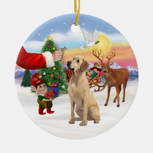 Behandeling voor een gele Labrador Keramisch Ornament (Voorkant)
