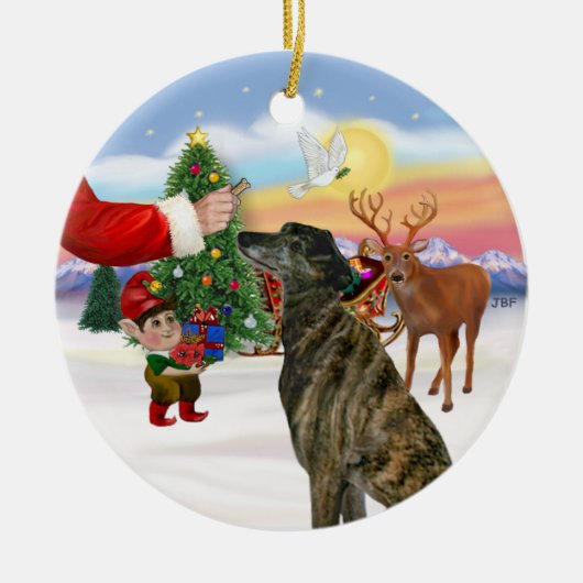 Behandeling voor een gestreepte Greyhound Keramisch Ornament (Voorkant)