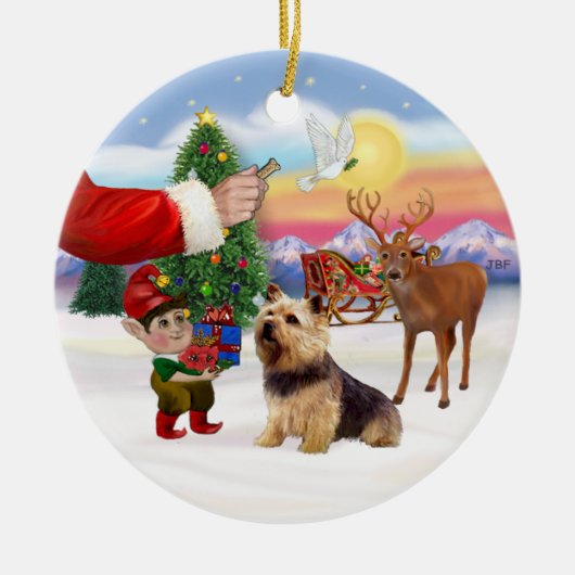 Behandeling voor een Norwich Terrier Keramisch Ornament (Voorkant)