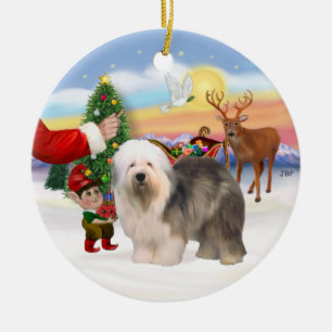 Behandeling voor een Old English Sheepdog Keramisch Ornament