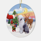 Behandeling voor een Oud-Engelse Herdershond Keramisch Ornament (Links)