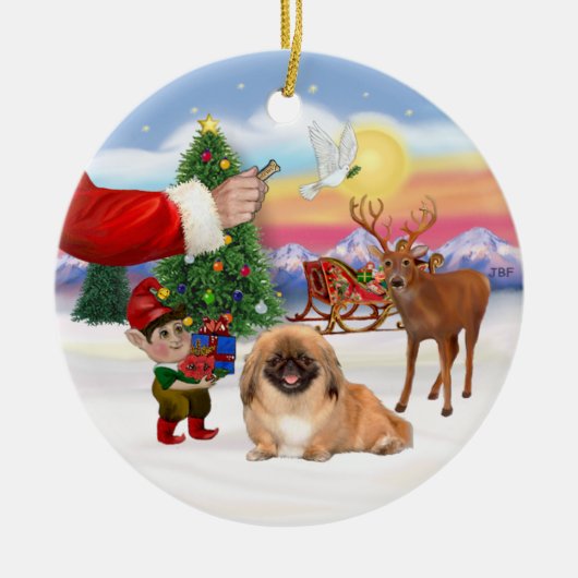 Behandeling voor een Pekingees (#1) Keramisch Ornament (Voorkant)