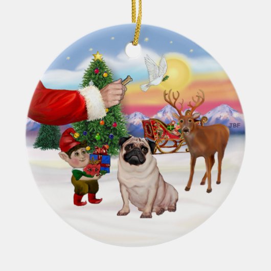 Behandeling voor een Pug Keramisch Ornament (Voorkant)