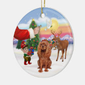 Behandeling voor een Robijnrode Cavalier King Char Keramisch Ornament (Links)
