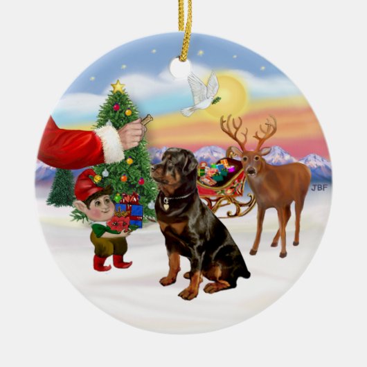 Behandeling voor een Rottweiler Keramisch Ornament (Voorkant)