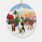 Behandeling voor een Siberische Husky (#3) Keramisch Ornament (Links)