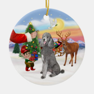 Behandeling voor een Silver Standard Poodle Keramisch Ornament