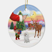 Behandeling voor een witte poedel (speelgoed) keramisch ornament (Links)