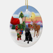 Behandeling voor een zwarte Pug Keramisch Ornament (Rechts)