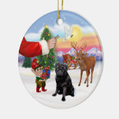 Behandeling voor een zwarte Pug Keramisch Ornament (Links)