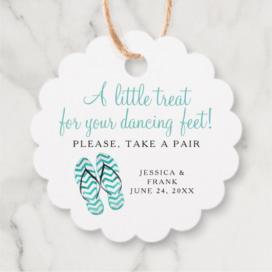 Behandeling voor Teenslippers met dansingsvoeten Bedankjes Labels (Achterkant)