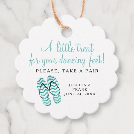 Behandeling voor Teenslippers met dansingsvoeten Bedankjes Labels (Voorkant)