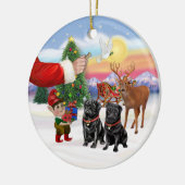 Behandeling voor twee zwarte Pugs Keramisch Ornament (Links)