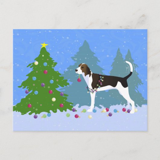 Behandeling Walker Coonhound die kerstbomen decorr Feestdagenkaart (Voorkant)