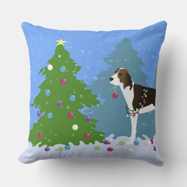 Behandeling Walker Coonhound die kerstbomen decorr Kussen (Voorkant)