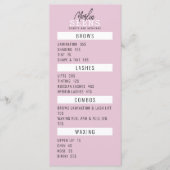 Behandelingenmenu ontwerp roze schoonheidssalon menu (Voorkant)
