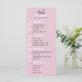 Behandelingenmenu ontwerp roze schoonheidssalon menu (Staand voorkant)