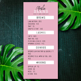 Behandelingenmenu ontwerp roze schoonheidssalon menu
