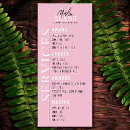 Behandelingenmenu ontwerp roze schoonheidssalon menu