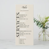 Behandelingenmenu ontwerp schoonheidssalon menu (Staand voorkant)