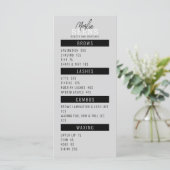 Behandelingenmenu ontwerp schoonheidssalon menu (Staand voorkant)