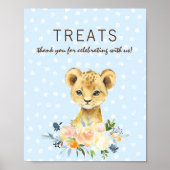Behandelt Baby shower Lonen Kuip Floral Blue Poster (Voorkant)