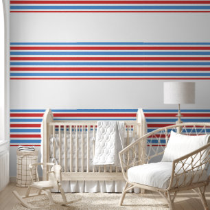 Behang Blauw Rood & Wit Stripe