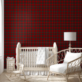 Behang - Diep rood en groen tartan