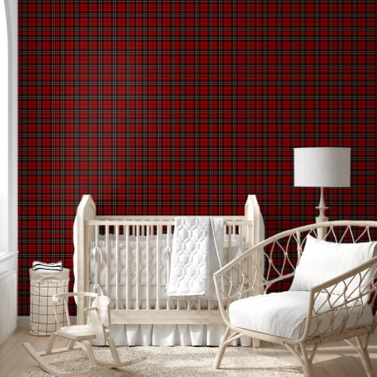 Behang - Diep rood en groen tartan (Kinderen)
