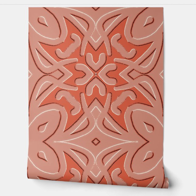 Behang, Een unieke reliëf kunst rood ontwerp  Behang (Afrollen)