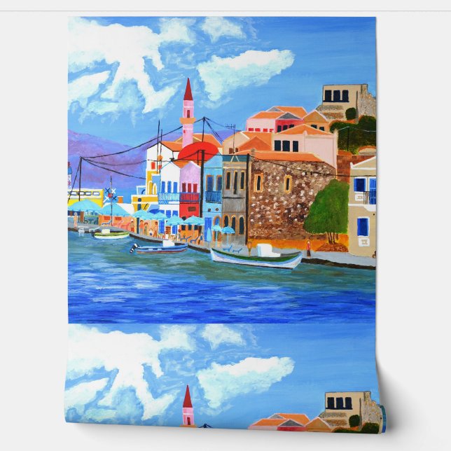 Behang Griekse kust (Afrollen)