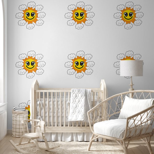 Behang Happy Sun met wolken (Kinderen)