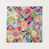 Behang in art-deco-stijl. Zwart en goud patroon. A Wandkleed (Voorkant (horizontaal))