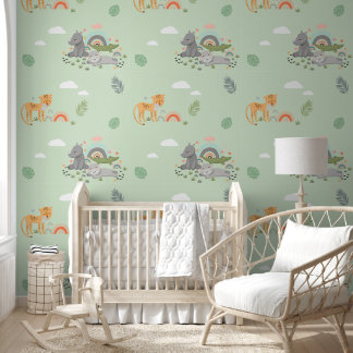 Behang met patroon wilde Afrikaanse dieren.
