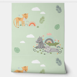 Behang met patroon wilde Afrikaanse dieren.