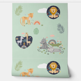 Behang met patroon wilde Afrikaanse dieren.