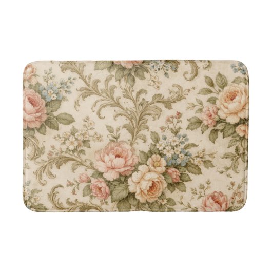 Behang met vintage bloempatroon badmat (Voorkant)
