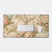 Behang met vintage bloempatroon bureaumat (Keyboard & Muis)